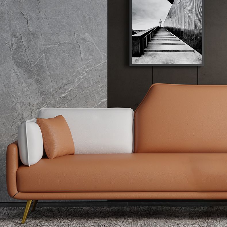 Square Arm Sofa 31.49" D x 32.67" H Faux Leather Sofa for Living Room