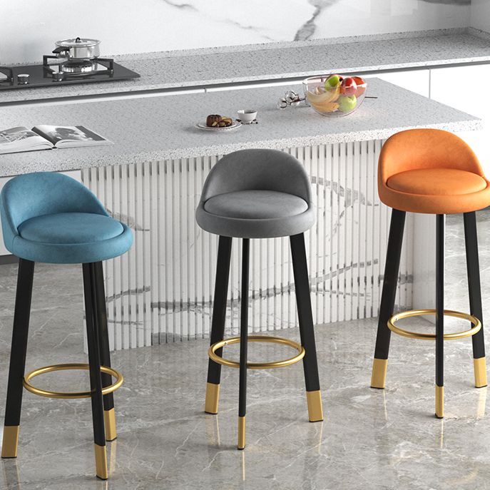 Modern Armless Backrest Counter Stool Steel Single Bar Stool with Cushion and Pedal