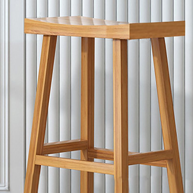 Solid Wood Backless Counter Stool Modern Armless Bar Stool with Wooden Footrest