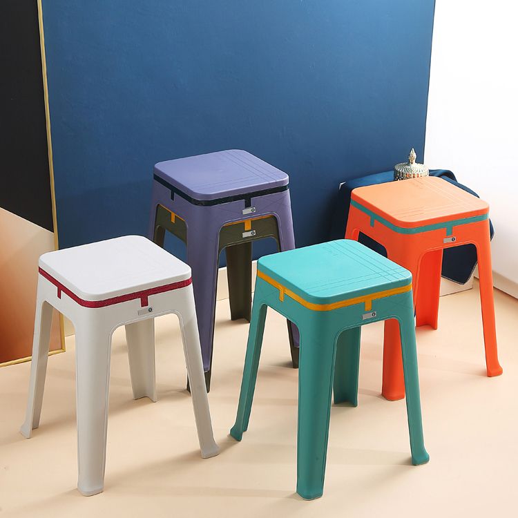 Glam Indoor-Outdoor Backless Dining Chair Plastic Stackable Side Chair