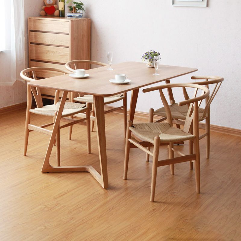 Modern Armrest Backrest Chair with Wooden Legs for Dining Room