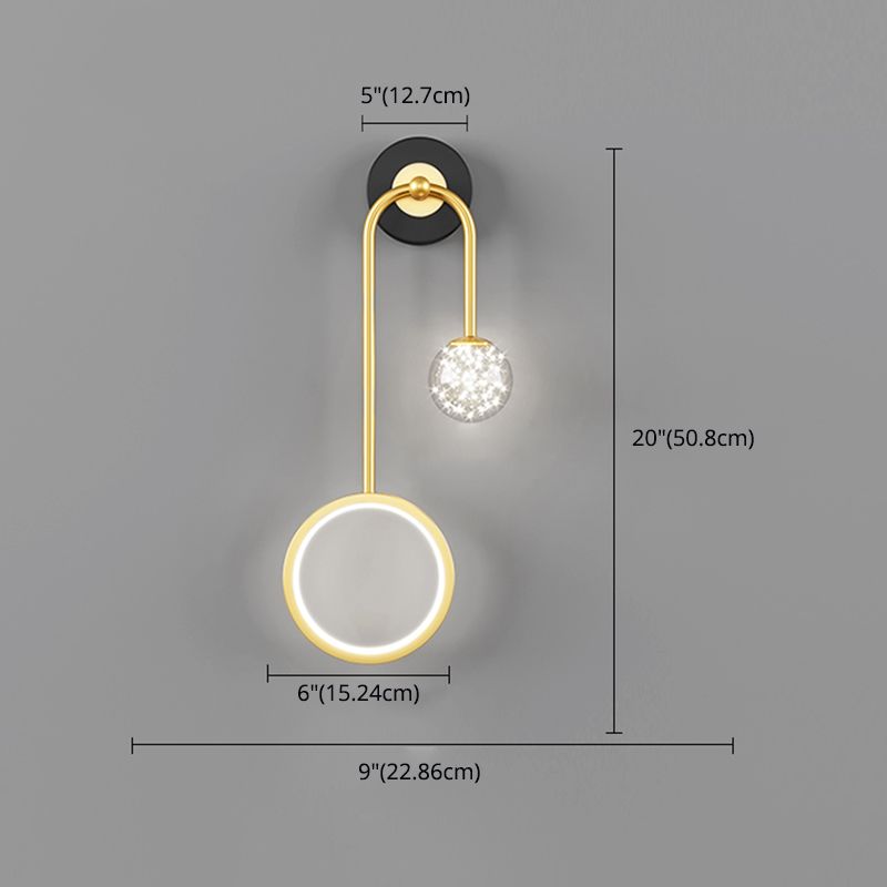 Modern Simple Style Round Disc Shade Wall Sconce Metal 2 Lights Sconces in Gold Finish