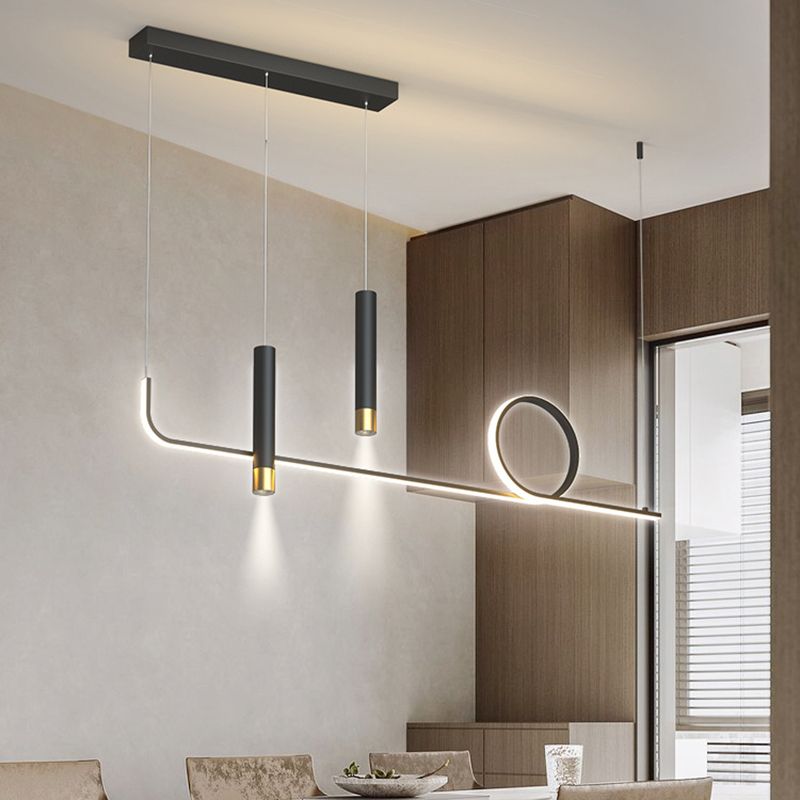 Silica Gel Linear LED Island Light in Modern Concise Style Aluminium Pendant Light for Dining Room