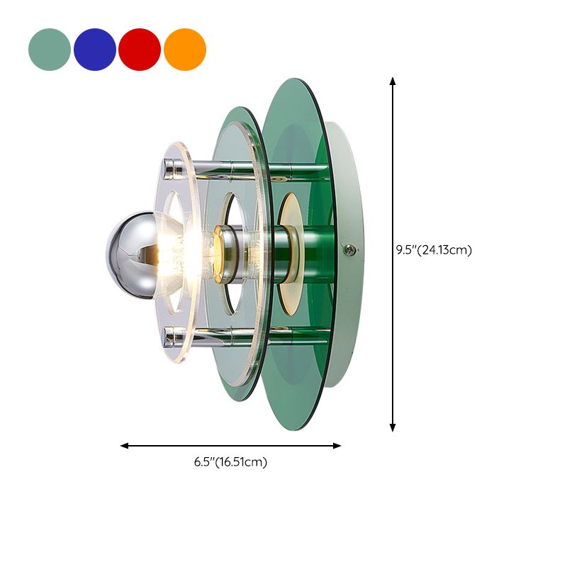 Round Multi Color Wall Mounted Fixture Acrylic & Iron 1 - Light Modern Wall Sconce