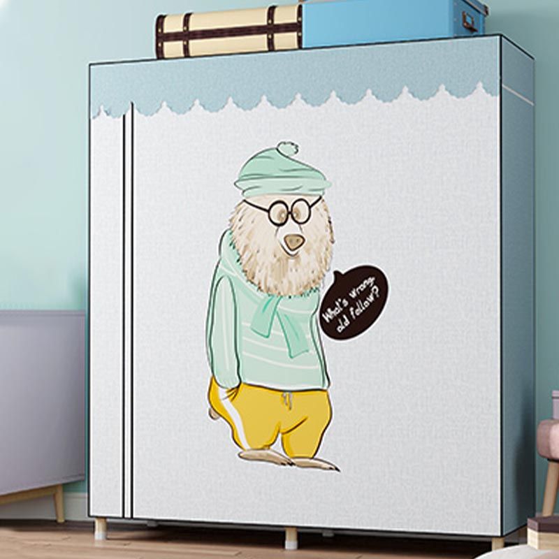 Gold Steel Frame Wardrobe Armoire Contemporary Style Wardrobe for Bedroom