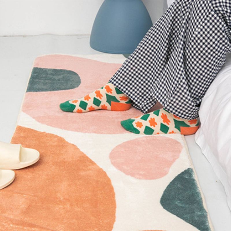 Orange Contemporary Rug Polyester Color Piece Rug Stain Resistant Rug for Living Room