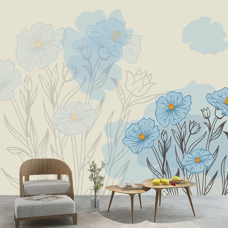 Plants Illustration Wallpaper Environment Friendly Mildew Resistant Indoor Wall Mural