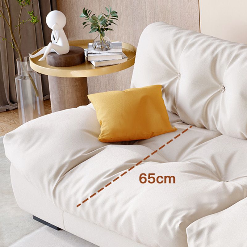 Contemporary Faux Leather/Suede Armless Tufted Sofa Couch in Beige