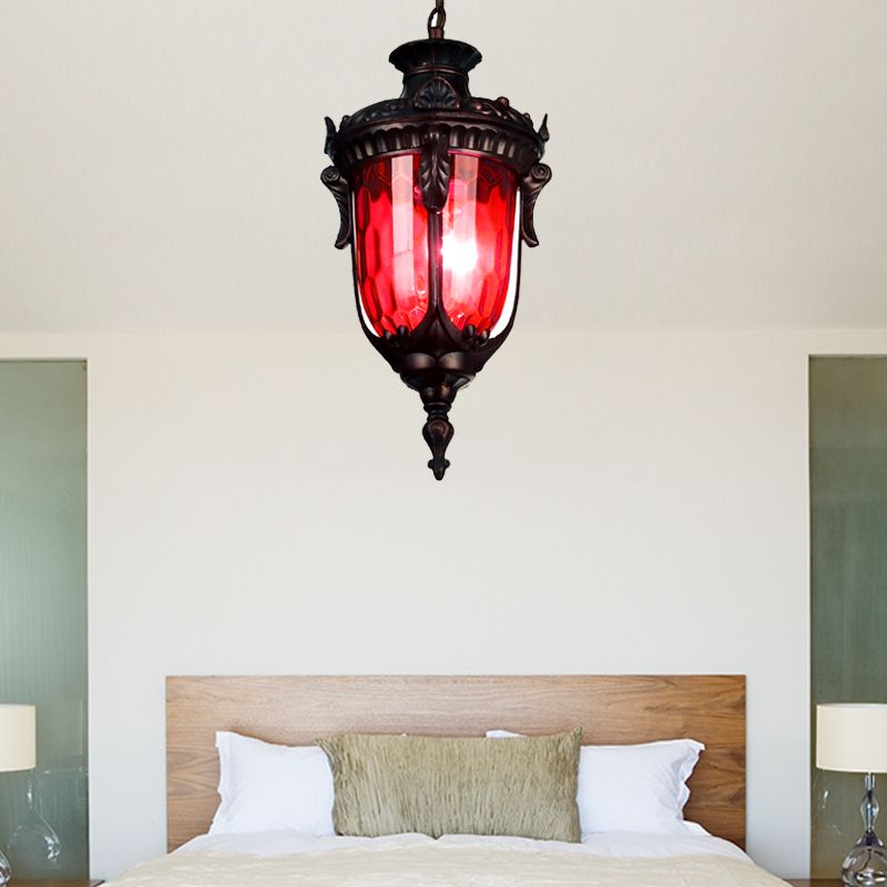 LAMPAGNO DI UNNA UNNE tradizionale rosso/giallo/blu vetro 1/5 lampadina sospensione per soggiorno