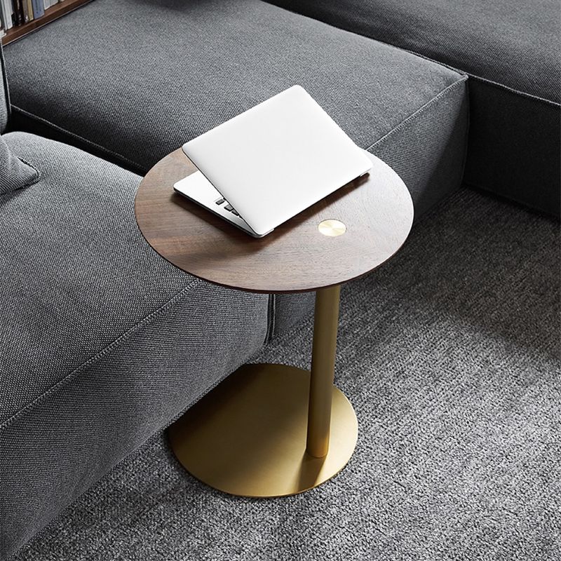 19" Wide Contemporary Corner Table Round Pedestal Side Table