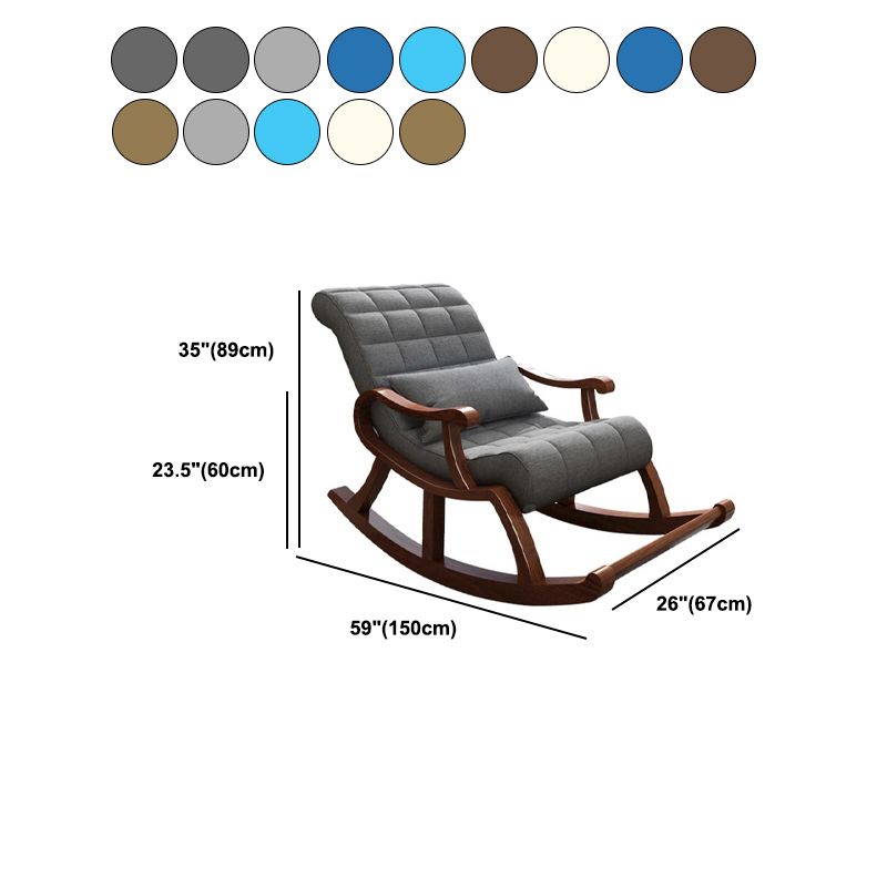 Mid-Century Modern Rocker Chair Rubberwood and Fabric Rocking Chair 26.4" x 59" x 35"