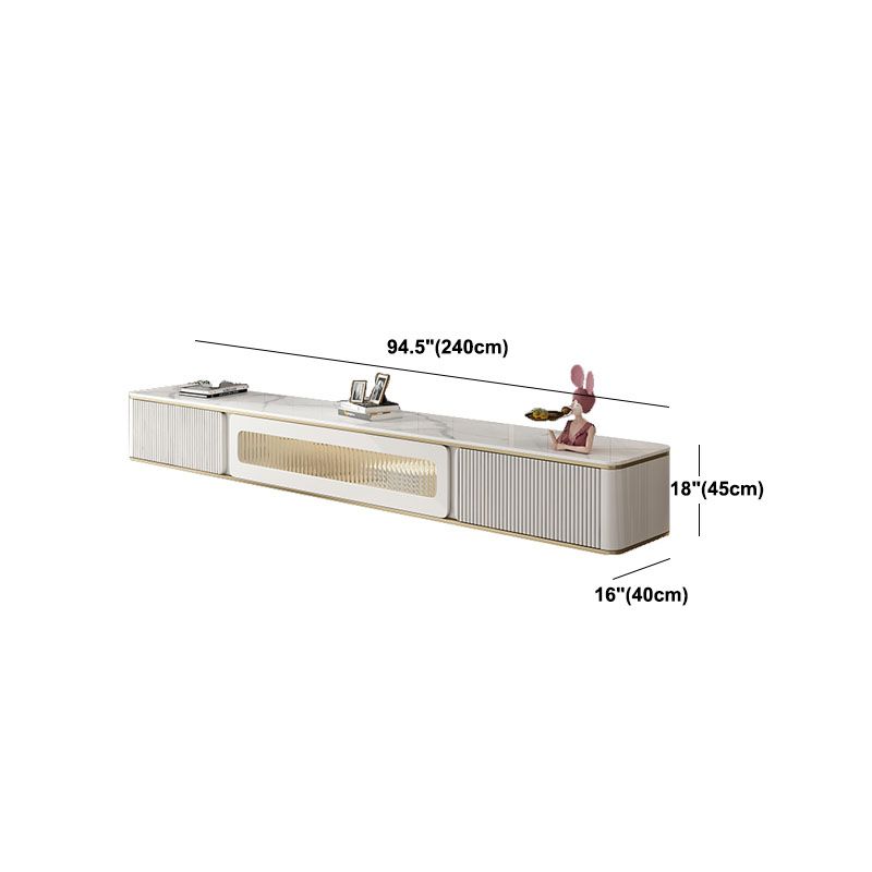 White Stone TV Stand Glam TV Media Stand with Storage for Living Room