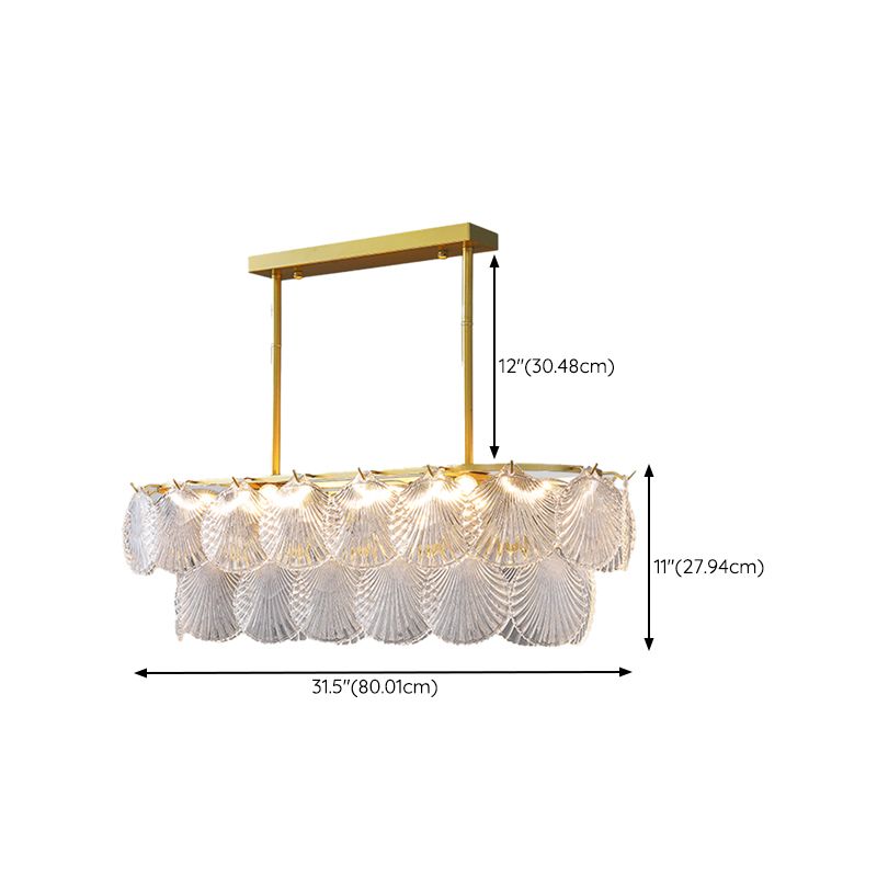 Modern Metal Ceiling Lamp Shell Shape Island Light with Glass Shade for Living Room
