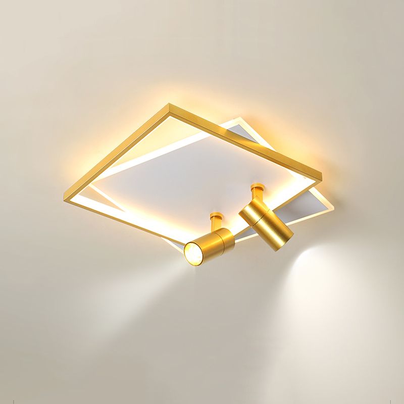 Modern Style Metal Ceiling Mounted Fixture Living Room Flush Light with 2 Spotlights