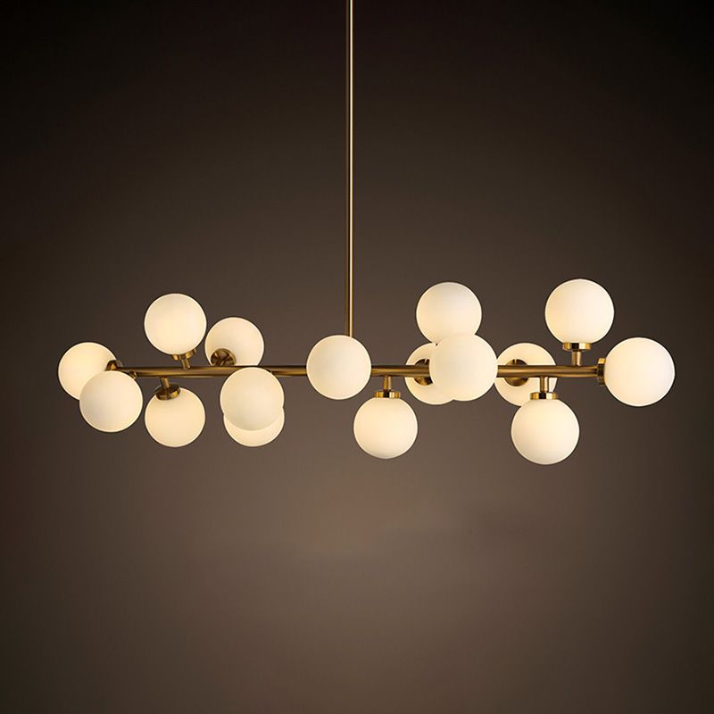 Contemporary Simple Island Light 16-Bulbs Globe Shade Pendant Lights for Dining Room