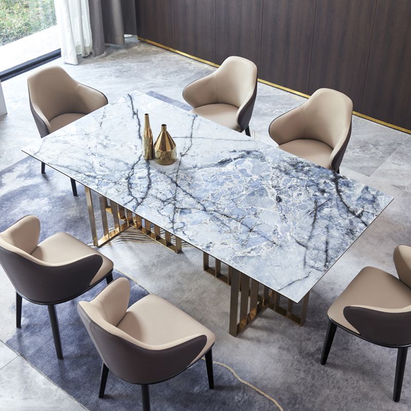 Nordic Style 1/2/5/7 Pieces Dining Chairs Set Rectangle Stone Furniture in Gray