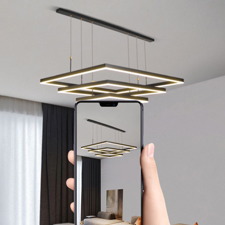 Lustres modernes pour le foyer plusieurs carrés de lustre de lustre Light