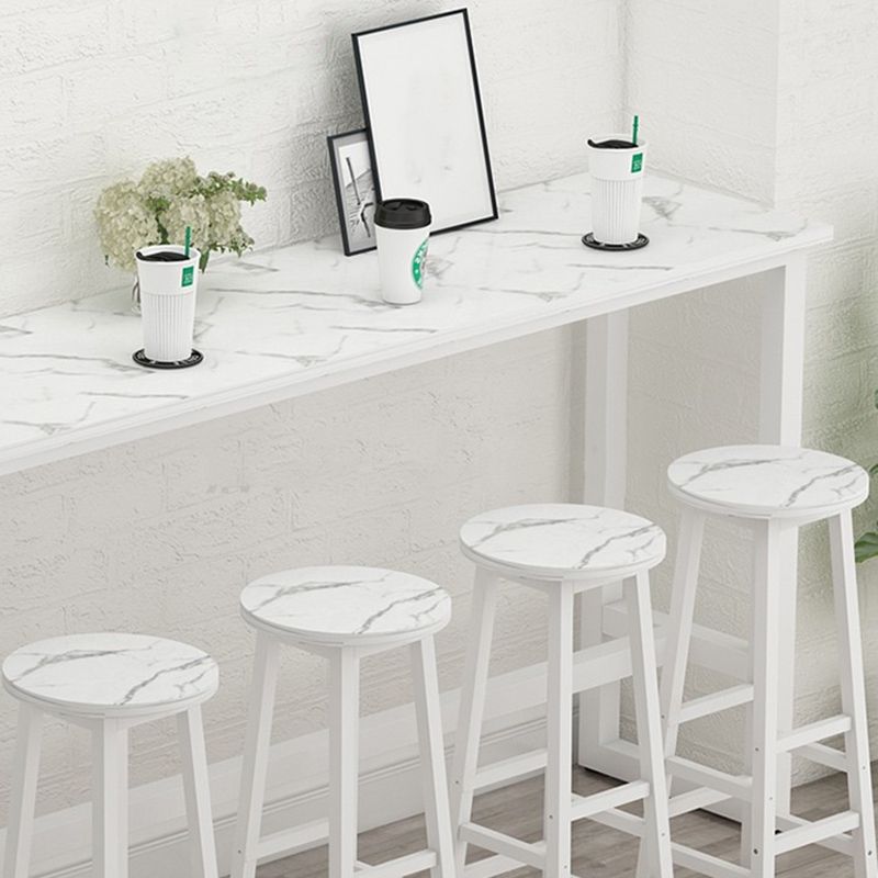 Glam Indoor Bar Stool Table Rectangle Bar Dining Table with Footrest