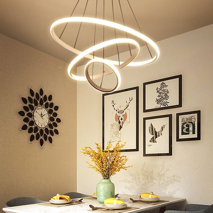 Multi-Tier Chandelier Light Fixtures Modern 3-Light Chandelier Pendant Lamp with Acrylic Shade