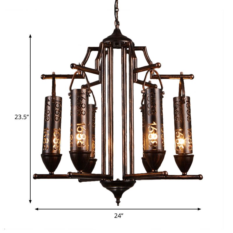 Iron Flute Hanging Light avec numéro de conception de numéro de lustre créatif en rouille pour bar