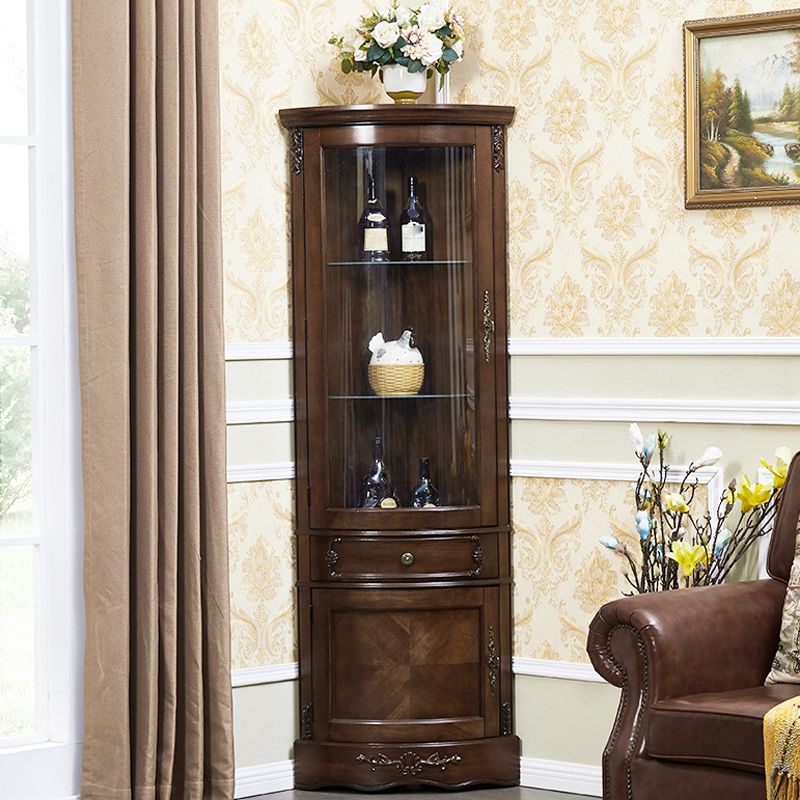 Triangle Accent Cabinet Solid Wood Storage Cabinet with Drawer