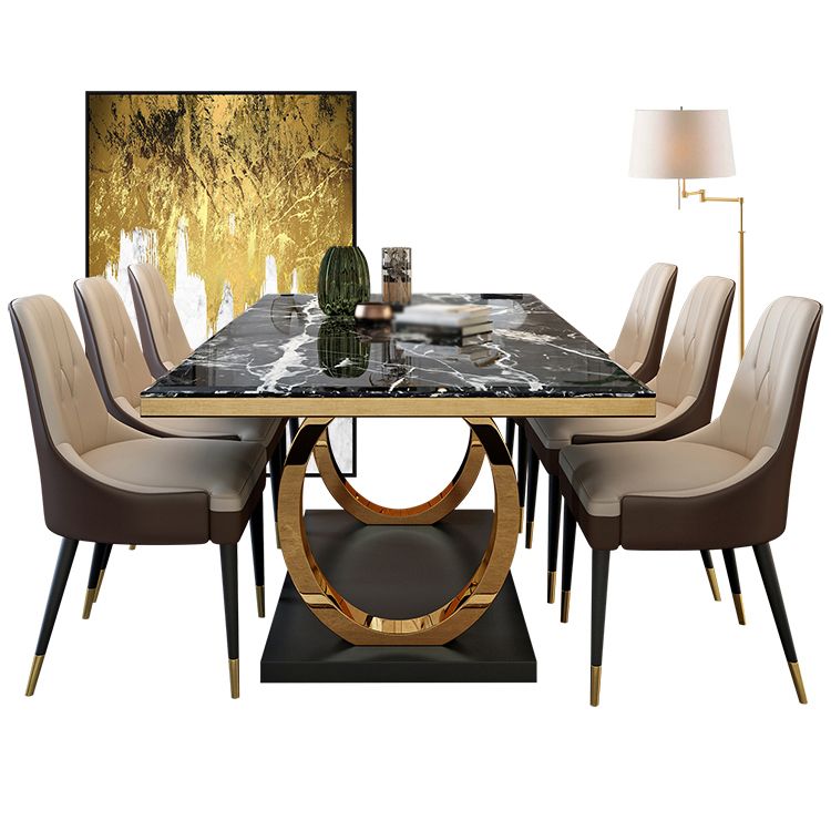 Modern 1/4/5/7 Pieces White Dining Table Set with Marble Top Rectangle Dinette Set