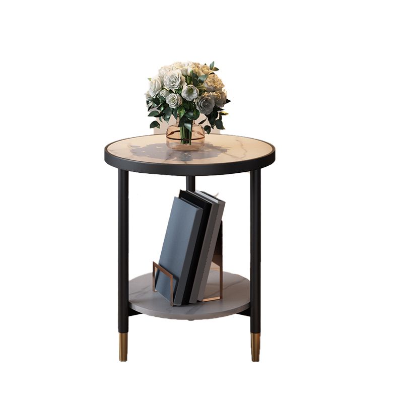 3 Legs Slate Side Table Round Minimalist Double Tier End Table