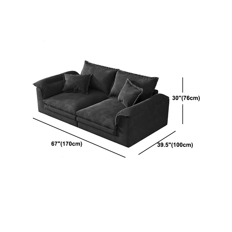 Contemporary Grey Loose Back Sofa & Chaise Pillow Top Arm Sofa - 29.92" H