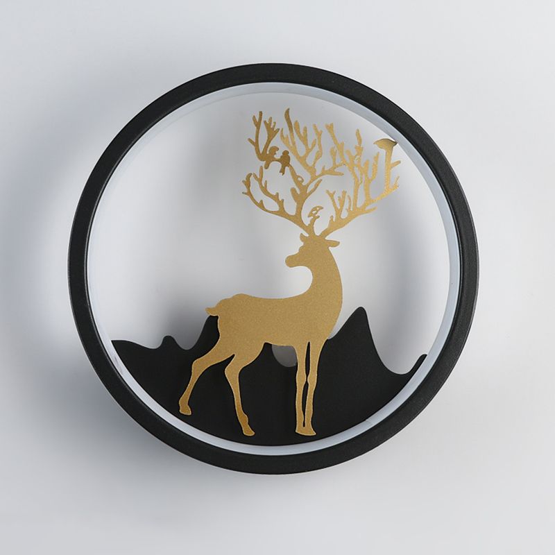 Forma de pared de metal de forma de ciervo estilo moderno de 1 luces de pared de pared.