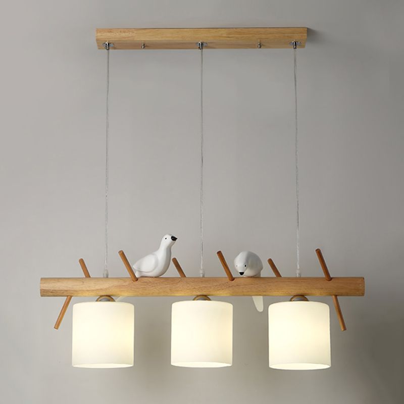 Zeitgenössische Anhängerleuchten Zylinder Hängende Lichter weißes Glas für Kücheninsel