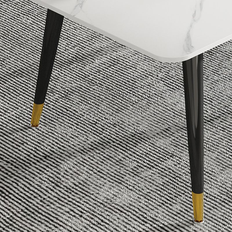 Luxury Rectangular Stone Top Dining Table with 4 Gold & Black Steel Legs