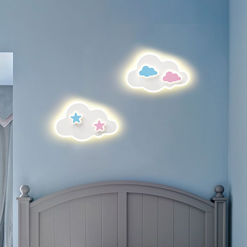 Cloud Shape Acrylic Wall Sconce LED Cartoon Children Bedroom Wall Light