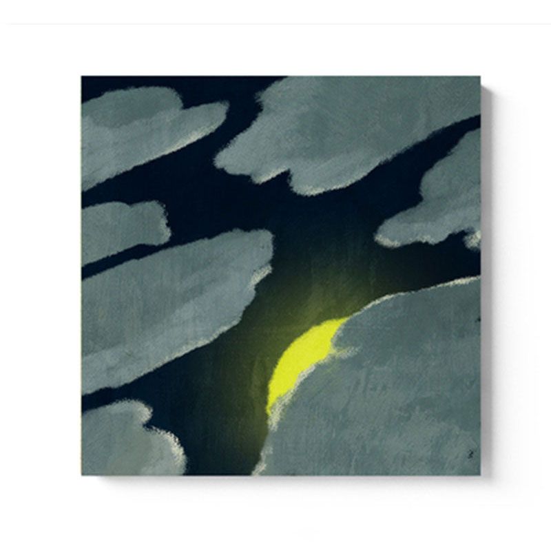 Moon Behind the Cloud Canvas Print Dark Color Childrens Art Painting for Kids Room