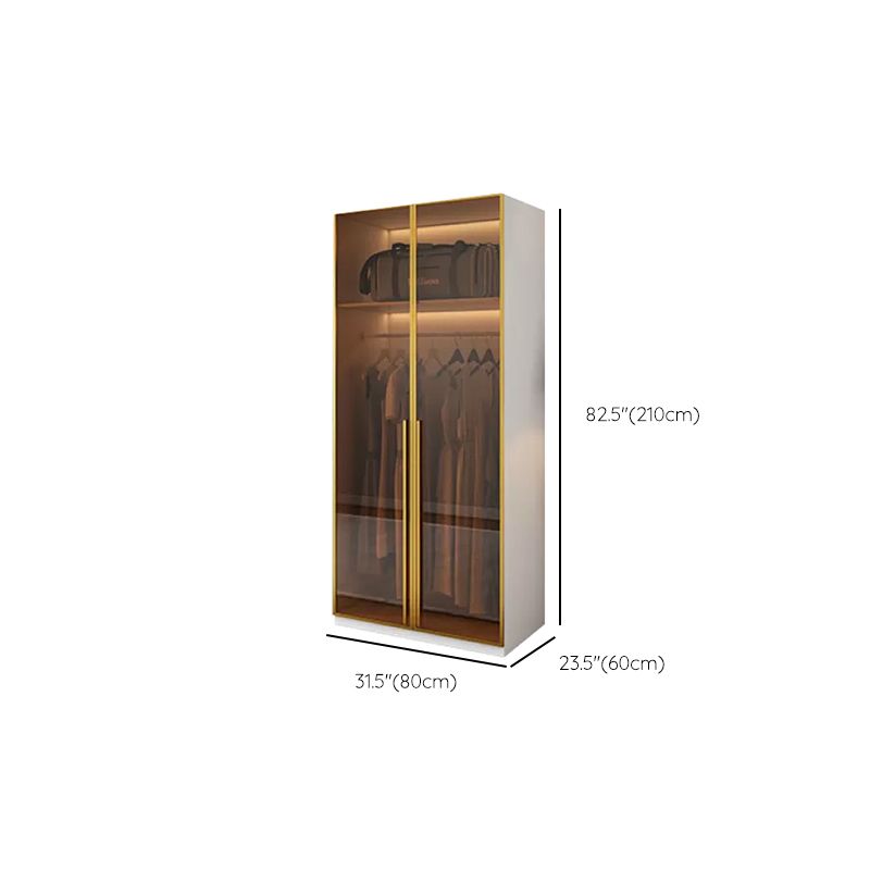 Modern Freestanding Wardrobe Wood Frame Wardrobe with Tempered Glass Doors