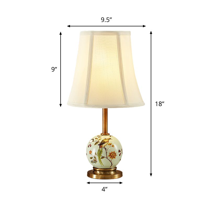 Keramisch Chinees schilderbakje tafel licht pastoraal 1 lamp zitkamer nachtlampje met wijd uitlopende stof schaduw