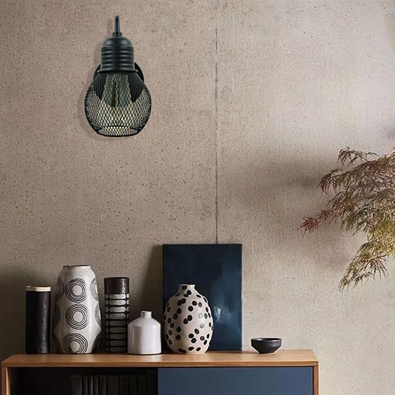 Industrial Wall Sconce Ball Shape Wall Light with Metal Shade for Bedroom