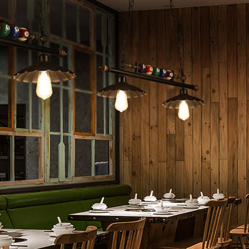 Stile industriale Isola Penderant Light Black Black Iron Iron Billiard Billiard DECOREATIVE Light con 39 "catena regolabile