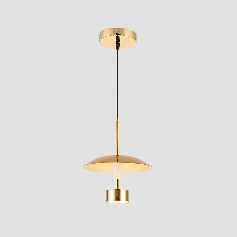 10"/14" W Domed Metallic Suspension Light Modern LED Gold Ceiling Pendant Lamp for Dining Room