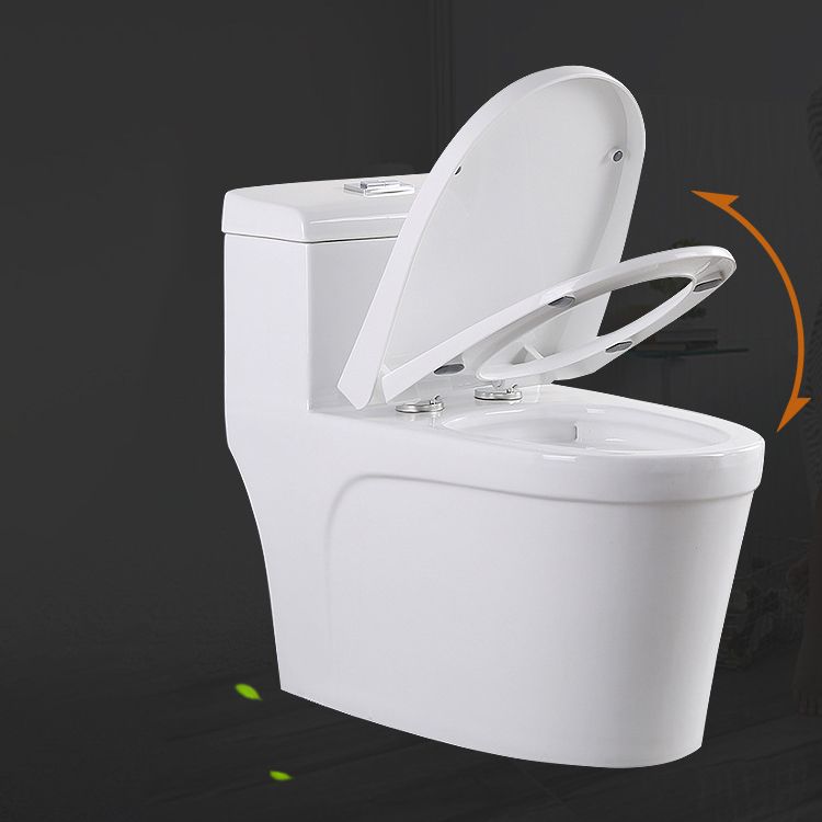 White Modern Flush Toilet Ceramic Elong One-Piece Toilet with Slow Close Seat