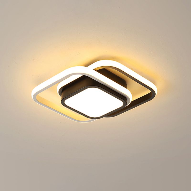 Acrylic Thin Square LED Flushmount Simplicity Black-White Ceiling Mount Light in Warm/White Light for Dress Room