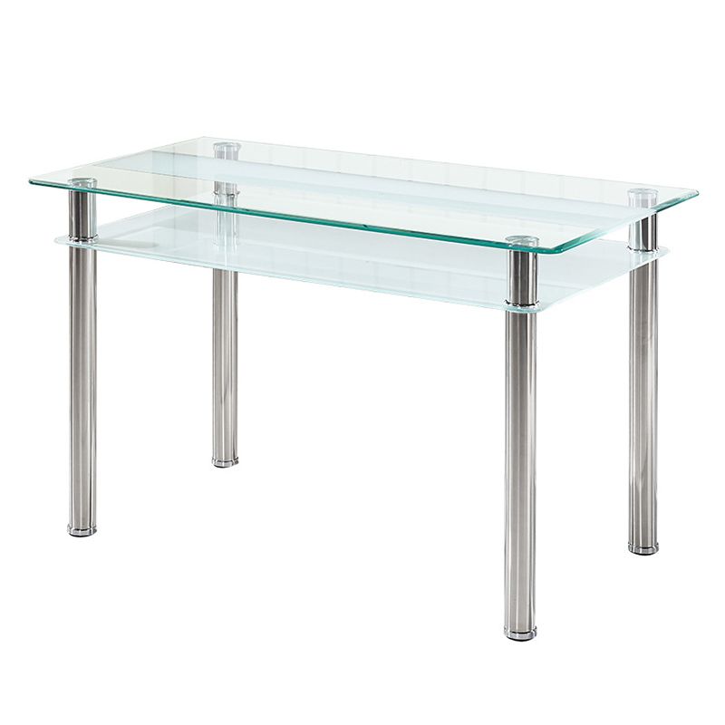 Metal Contemporary Dining Table Clear Glass Top Table for Dining Room