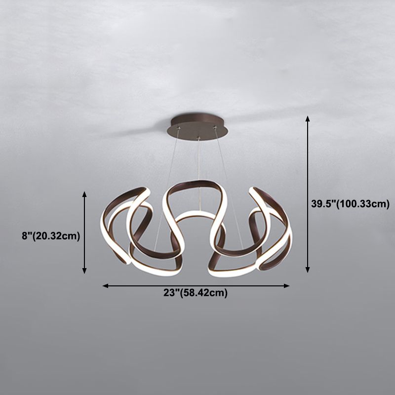 Contemporary Wave Chandelier Lights Metal 1 Light Chandelier Pendant Light