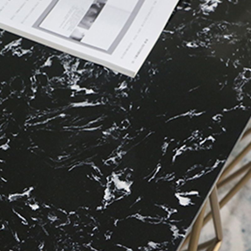 Glam Coffee Table with Iron Frame and Marble Top Cocktail Table