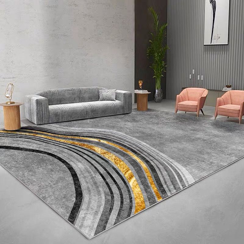 Stylish Multi Colored Minimalist Rug Synthetics Colorblock Print Carpet Pet Friendly Washable Anti-Slip Rug for Sitting Room