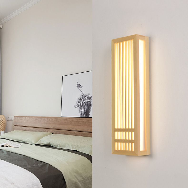 Missie stijl muur gemonteerd licht natuurlijk eiken rechthoekige sconce licht voor woonkamer