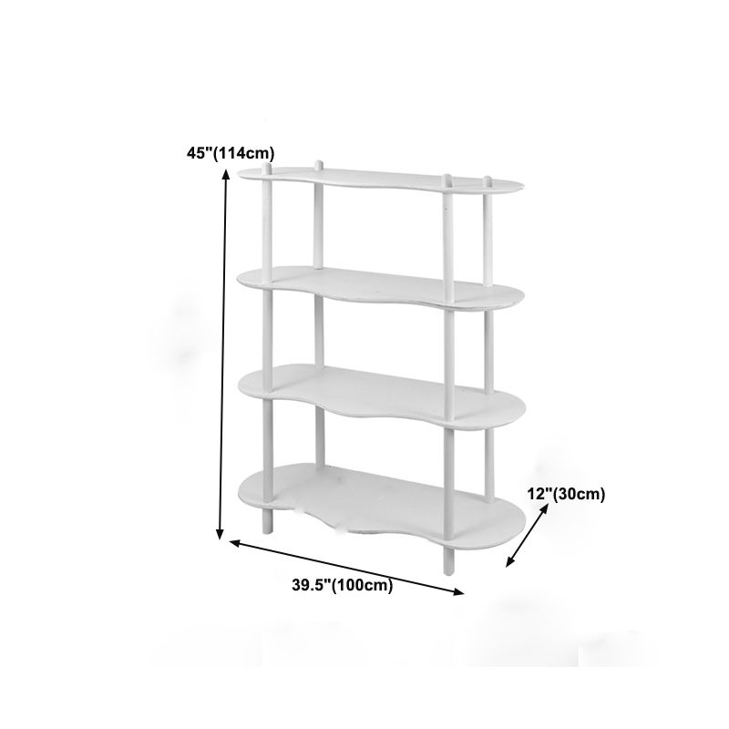 Geometry White Bookshelf Modern Artificial Wood Bookcase with 3 / 4 Shelves