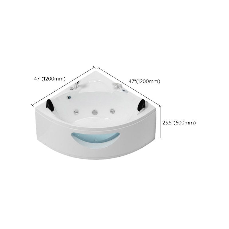 Contemporary Acrylic Corner Bath Tub White Tub with Internal Drain