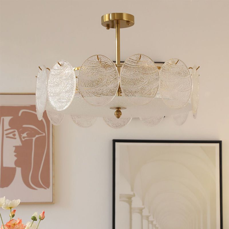 Contemporary Ceiling Lamp Round-shaped Glass Flush Mount Light Fixture