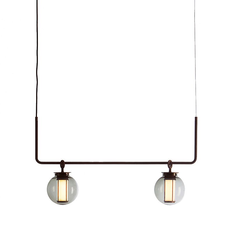 Vetro 2 luci isola illuminazione a sospensione sferico isola industriale lampade per bar