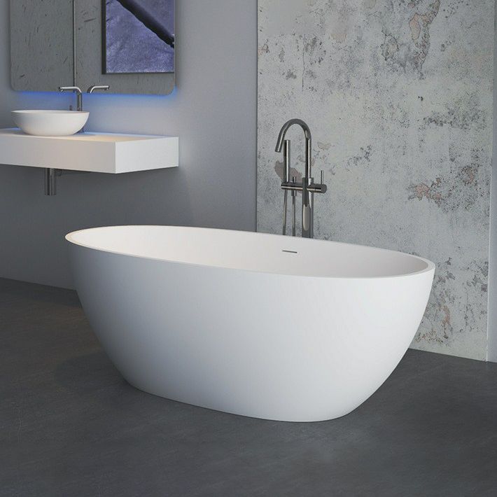 Oval Stone Soaking Bathtub Antique Finish Freestanding Bath Tub